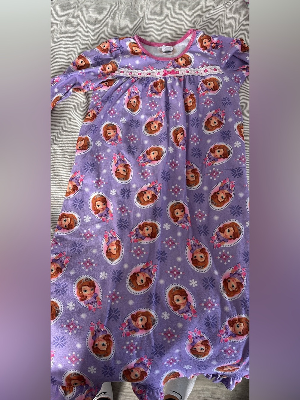 Disney Purple Sofia the First Fleece Nightgown with Pink Trim